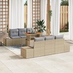 vidaXL Ensemble de salle à manger de jardin de 7 pièces avec coussins en beige en poly rattan et acacia