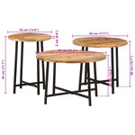 vidaXL Tables basses gigognes 3 Pièces bois massif de manguier et fer