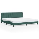 vidaXL Cadre de lit avec lumières LED vert foncé 200x200 cm velours