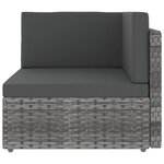 vidaXL Salon de jardin 10 Pièces avec coussins Gris Résine tressée