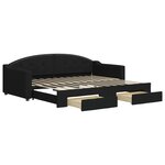 vidaXL Lit de jour avec gigogne et tiroirs sans matelas noir 90x200 cm