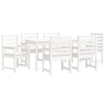 vidaXL Ensemble à dîner de jardin 7 Pièces blanc bois massif de pin