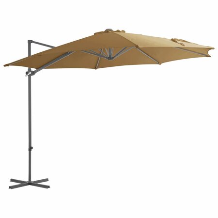 vidaXL Parasol en porte-à-faux avec mât en acier Taupe 300 cm