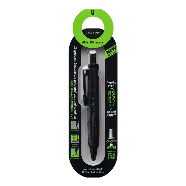 Stylo bille tout terrain airpress pen entièrement noir x 5 tombow