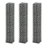 vidaXL Jeu de panier de gabion 3 Pièces Fil galvanisé 25 x 25 x 150 cm