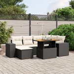vidaXL Salon de jardin 7 Pièces avec coussins noir résine tressée