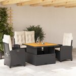 vidaXL Ensemble à manger de jardin 4 Pièces avec coussins noir