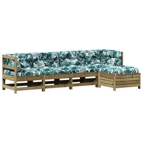 vidaXL Salon de jardin 5 Pièces avec coussins bois de pin imprégné