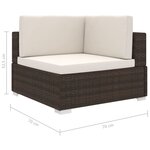 vidaXL Chaise d'angle 1 pc et coussins Résine tressée Marron