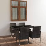 vidaXL Jeu à dîner de jardin 5 Pièces Résine tressée Anthracite et gris