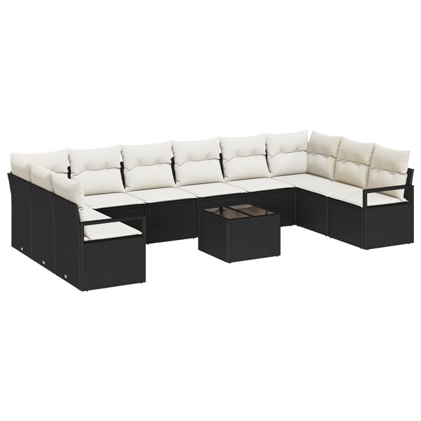 Set de Canapé de Jardin vidaXL de 10 pièces avec Coussins Rattan Poly Marron