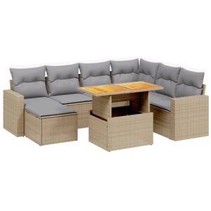 vidaXL Salon de jardin avec coussins 8 Pièces beige résine tressée