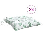 vidaXL Coussins de chaise lot de 4 à motif de feuilles 40x40x7 cm