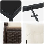 vidaXL Ensemble de Dînette de Jardin 7 Pièces avec Coussins Marron Poly Rotin