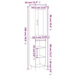 vidaXL Buffet haut Chêne fumé 34 5x34x180 cm Bois d'ingénierie