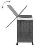 vidaXL Panier à linge avec roulettes gris 60x35x60 5 cm résine tressée