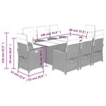 vidaXL Ensemble à manger de jardin et coussins 9 Pièces marron poly rotin