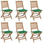vidaXL Chaises pliables de jardin lot de 6 avec coussins Bois d'acacia