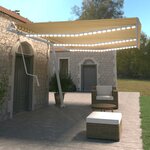vidaXL Auvent automatique capteur de vent LED 600x350cm Jaune et blanc