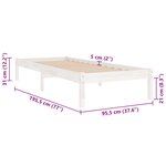 vidaXL Cadre de lit Blanc Bois massif 90x190 cm Simple