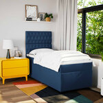 vidaXL Sommier à lattes de lit avec matelas Bleu 100x200 cm Tissu