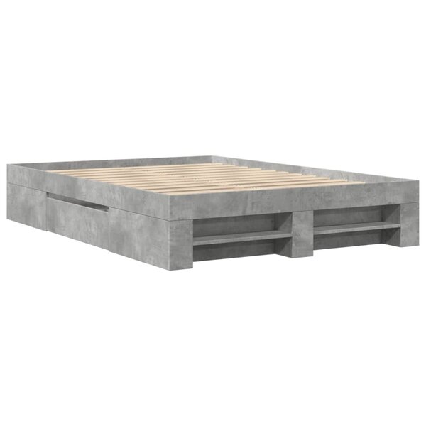 vidaXL Cadre de lit gris béton 120x200 cm bois d'ingénierie