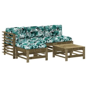 vidaXL Salon de jardin 5 Pièces avec coussins bois de pin imprégné