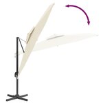 vidaXL Parasol cantilever à double toit Blanc sable 300x300 cm