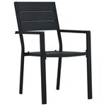 vidaXL Chaises de jardin 4 Pièces Noir PEHD Aspect de bois