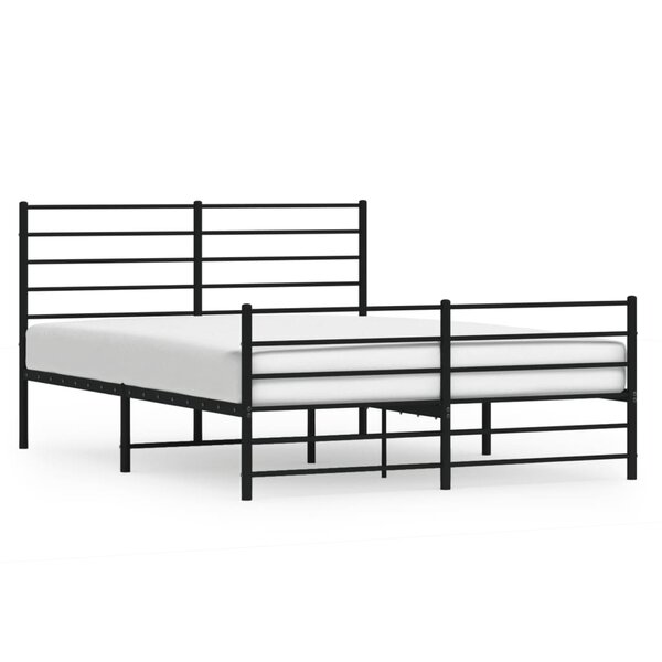 vidaXL Cadre de lit métal avec tête de lit/pied de lit noir 140x200 cm
