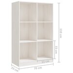 vidaXL Bibliothèque Blanc 70x33x110 cm Bois de pin massif