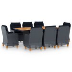 vidaXL Ensemble à manger d'extérieur 9 Pièces et coussins résine tressée