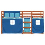 vidaXL Lit superposé avec rideaux bleu 80x200 cm bois pin massif