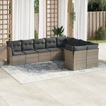 vidaXL Salon de jardin 9 Pièces avec coussins gris résine tressée