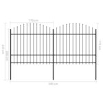 vidaXL Clôture de jardin à dessus en lance Acier (1 5-1 75)x3 4 m Noir