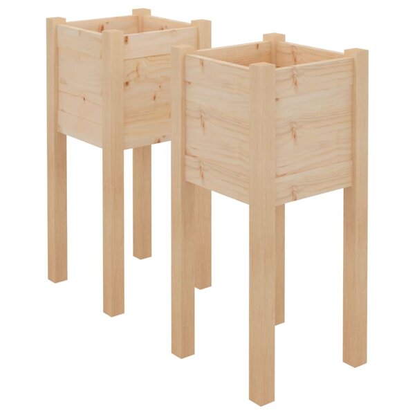 vidaXL Jardinières d'extérieur 2 Pièces 31x31x70 cm bois de pin massif