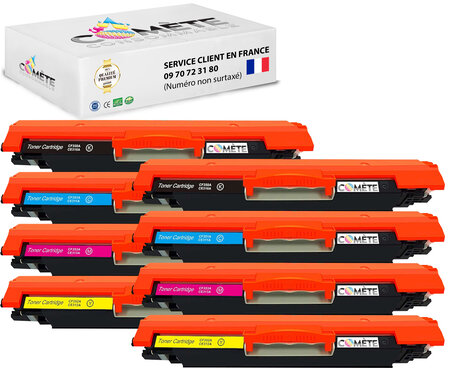 126a - 8 toners compatibles avec hp 126a ce310a cf350a 2 noirs 2 cyan 2 magenta 2 jaunes