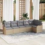 vidaXL Ensemble de canapé de jardin 6 pièces avec coussins en rattan poly beige