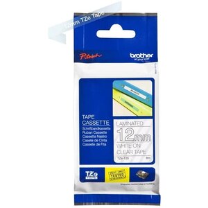 Cartouche ruban Etiqueteuse 12mm Lamined Blanc / Transparent TZe-135 P-Touch