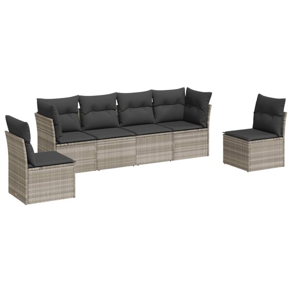 vidaXL Salon de jardin 6 Pièces avec coussins gris clair résine tressée