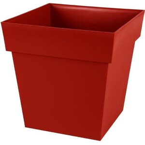 Pot de fleur carré Toscane - 39 x 39 x Hauteur 39 cm - 38 L - Rouge rubis