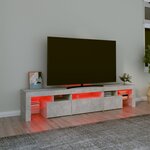 vidaXL Meuble TV avec lumières LED Gris béton 200x36 5x40 cm