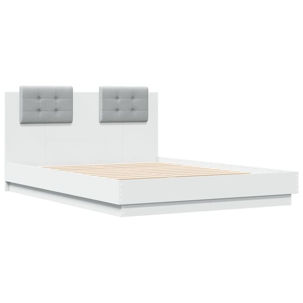 vidaXL Cadre de lit avec tête de lit blanc 135x190cm bois d'ingénierie