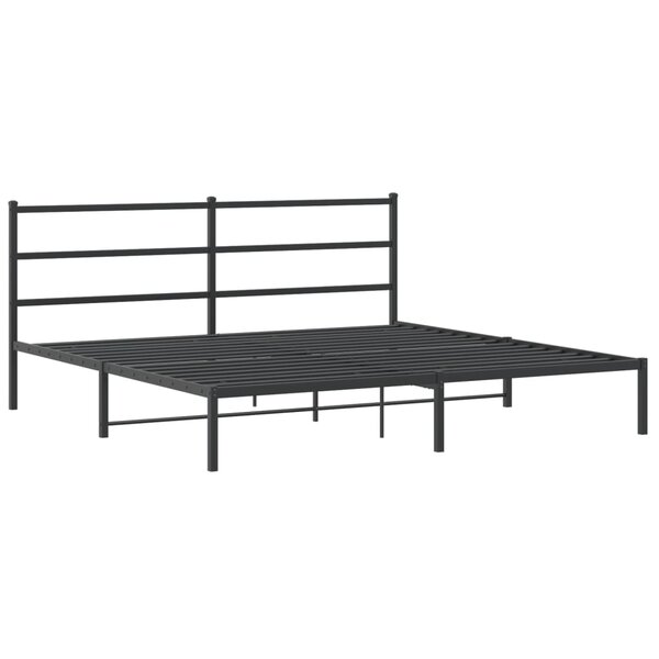 vidaXL Cadre de lit métal avec tête de lit noir 183x213 cm
