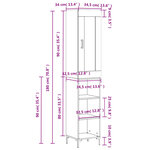vidaXL Buffet haut Noir 34 5x34x180 cm Bois d'ingénierie
