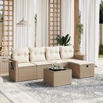 vidaXL Salon de jardin avec coussins 6 Pièces beige résine tressée