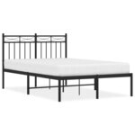 vidaXL Cadre de lit métal avec tête de lit noir 120x190 cm