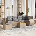 vidaXL Salon de jardin avec coussins 7 Pièces beige résine tressée