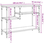 vidaXL Table console avec étagères noir 100x35x75 cm