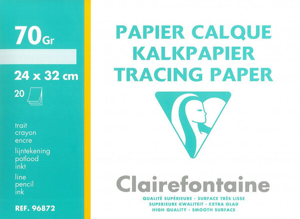 Pochette 20 Feuilles Calque supérieur 24x32 cm 70/75g CLAIREFONTAINE
